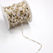 4 mm Artificial Pearl Handmade Brass Chain