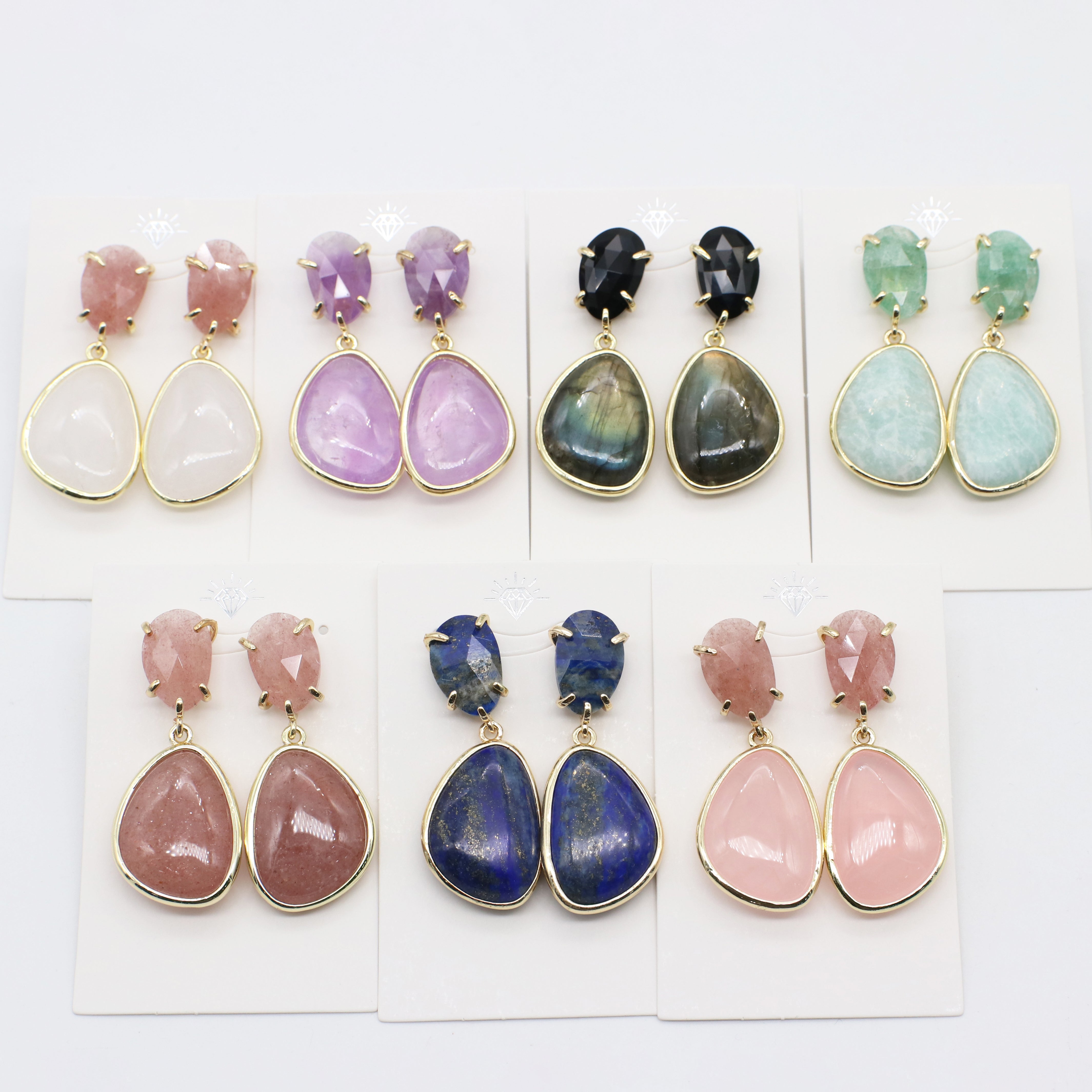 New Classic Drop Natural Stone  Pebble Style Earring