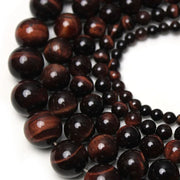 Natural Red Tiger Eye Stone Round Loose Beads 15.5 Inch Strand Price For 5 Strands