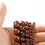 Natural Red Tiger Eye Stone Round Loose Beads 15.5 Inch Strand Price For 5 Strands