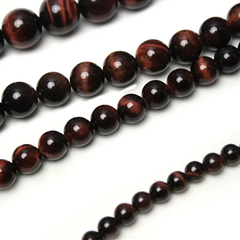 Natural Red Tiger Eye Stone Round Loose Beads 15.5 Inch Strand Price For 5 Strands